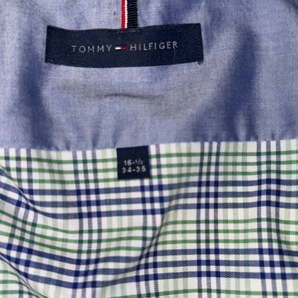 Tommy Hilfiger Slim Fit Non-Iron Dress Shirt 16.5 34/35 Plaid Long Sleeve - Picture 13 of 14